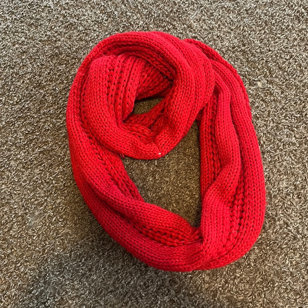 Red Knit Infinity Scarf